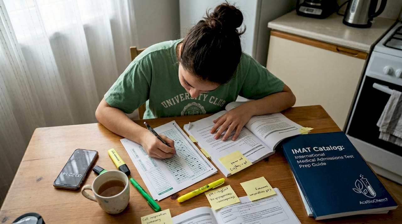 IB student practicing for medical entrance exam