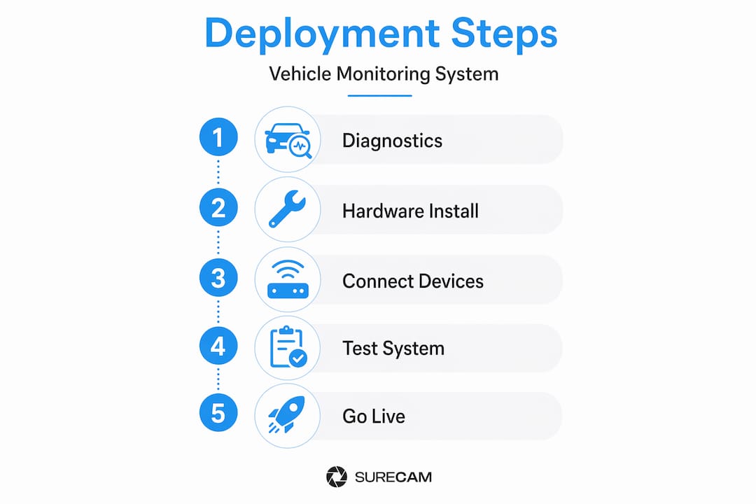 Infographic showing vehicle monitoring deployment steps