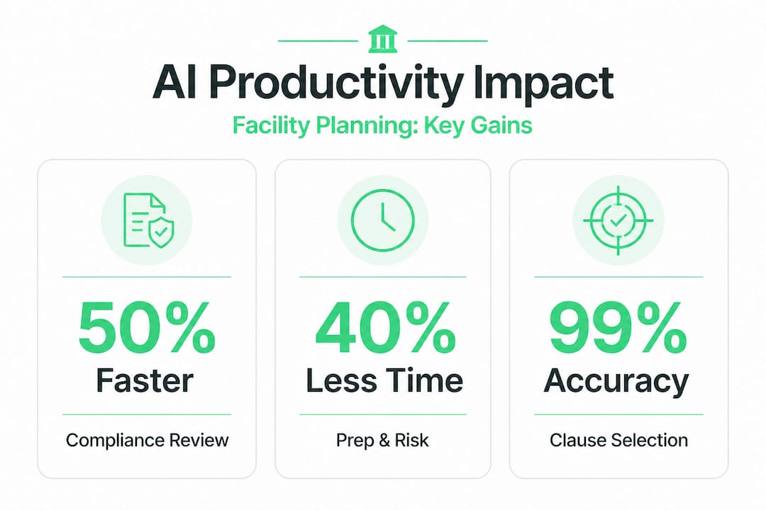Infographic showing AI's productivity gains in facility planning