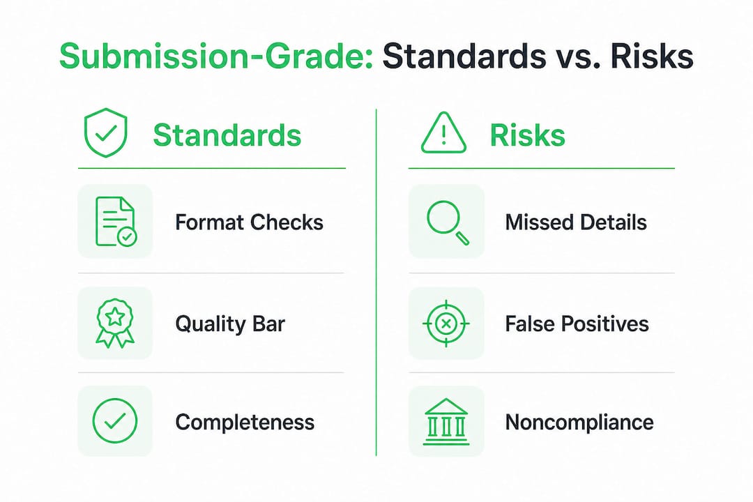Infographic comparing standards and risks side by side