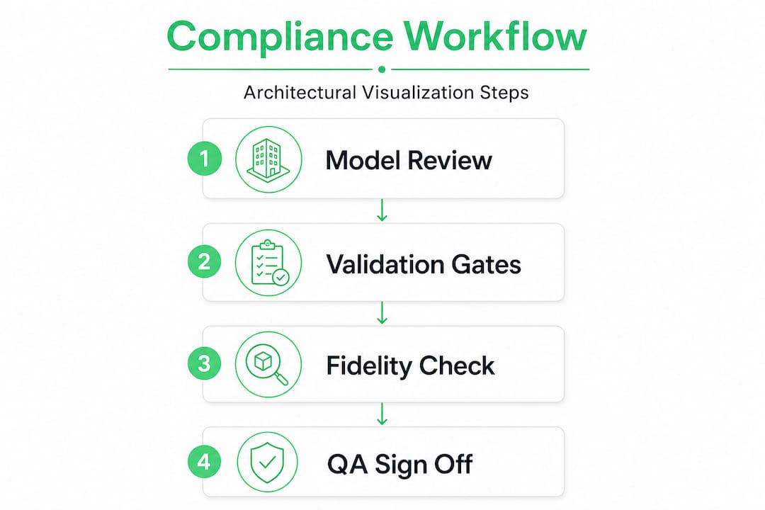 Infographic showing compliance visualization workflow steps