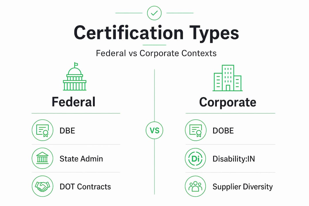 Certification comparison infographic federal vs corporate