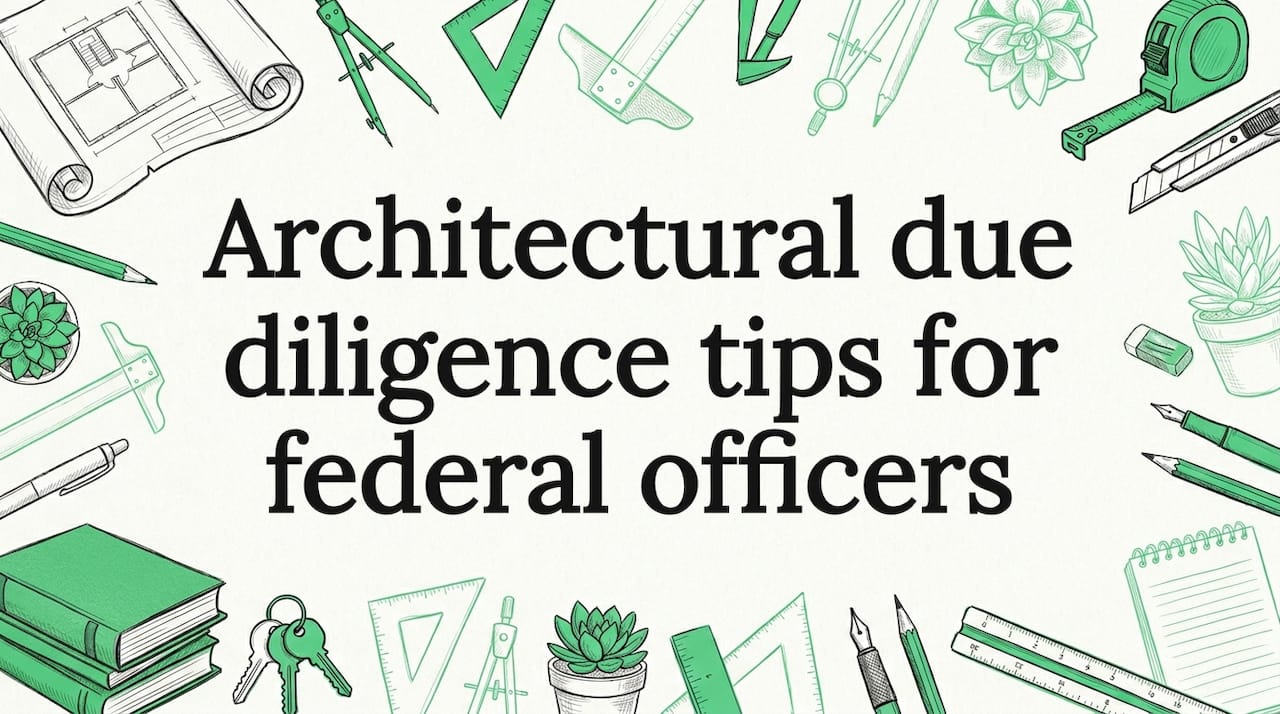Hand-drawn architectural objects frame title card