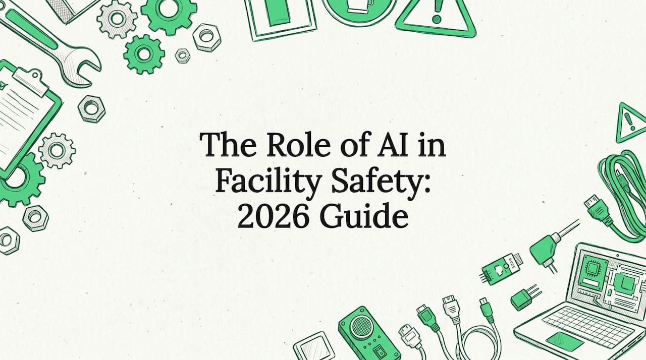 Hand-drawn facility tools and AI props framing title card