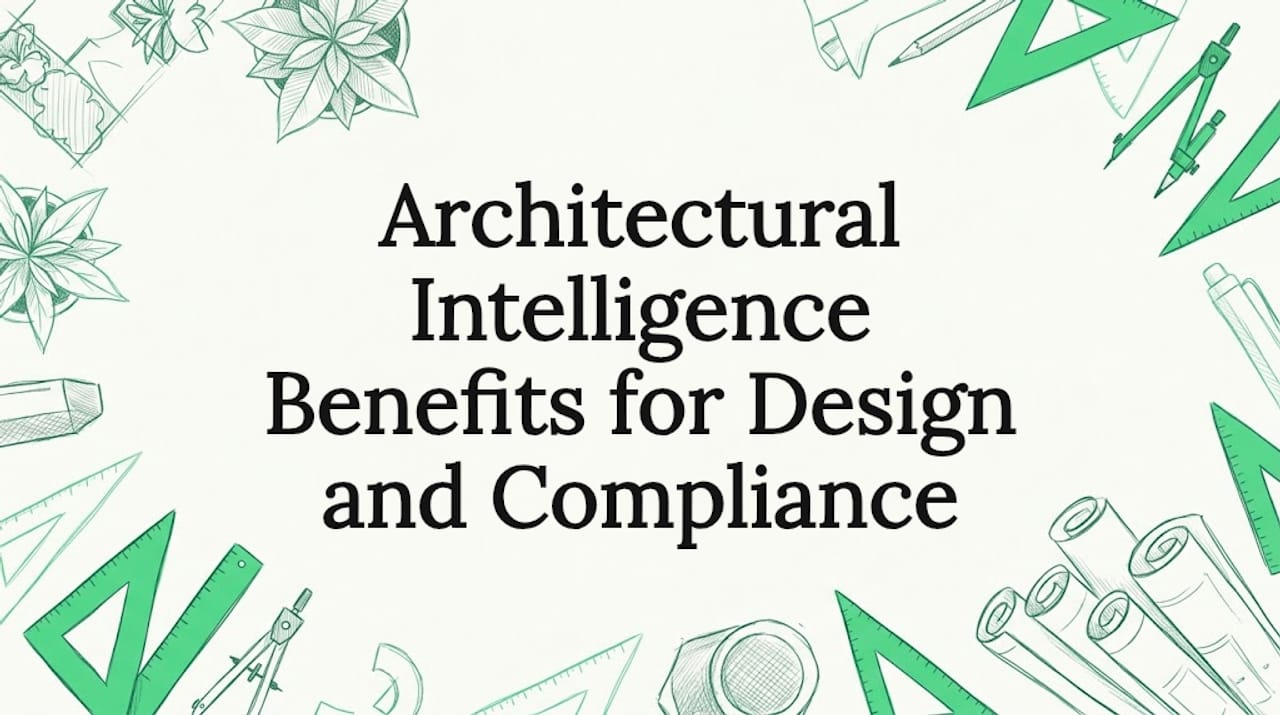 Decorative title card with hand-drawn architectural tools