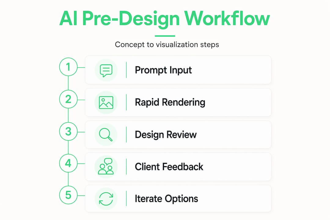 Infographic outlining AI-driven pre-design workflow