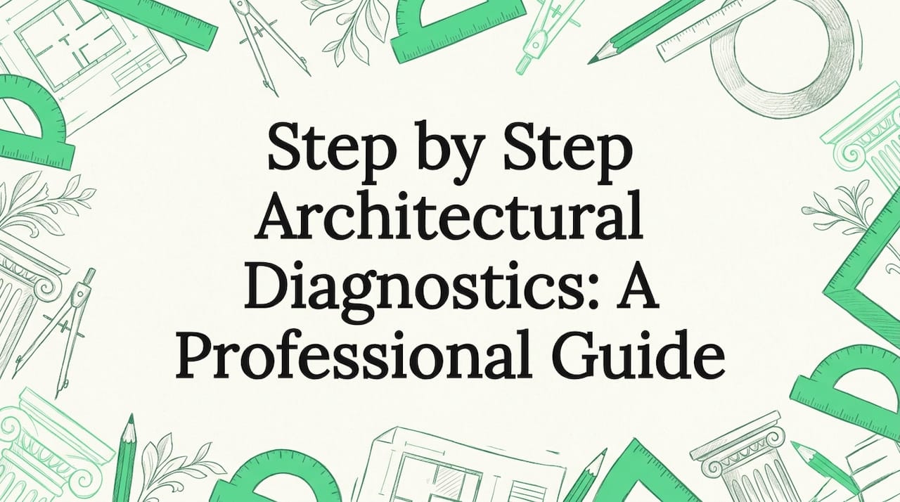 Decorative architectural diagnostics title card illustration