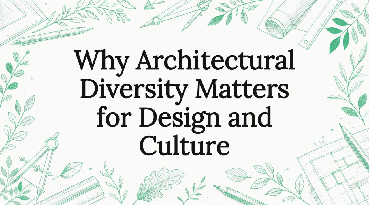 Decorative title card illustration with architectural tools