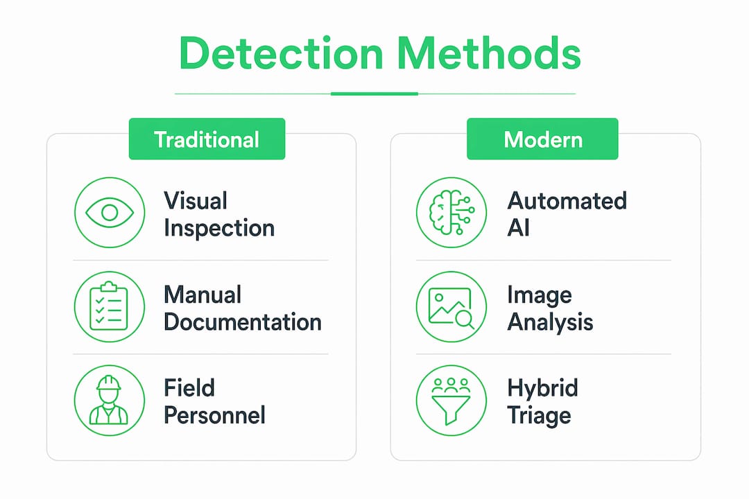 Infographic comparing traditional and modern defect detection methods