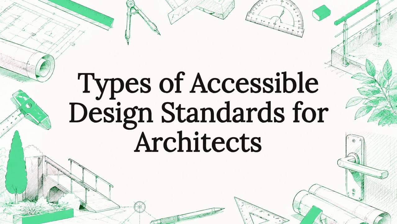 Decorative title card with architectural tools