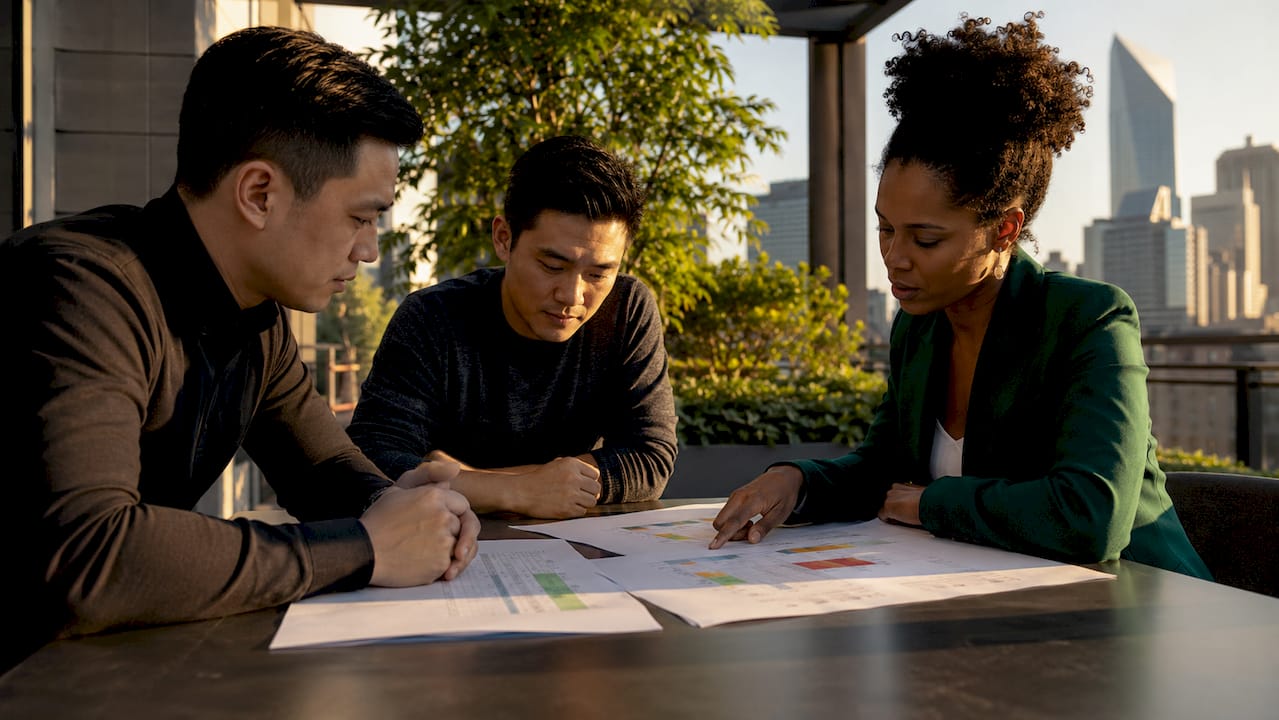 AE team reviewing risk documents together