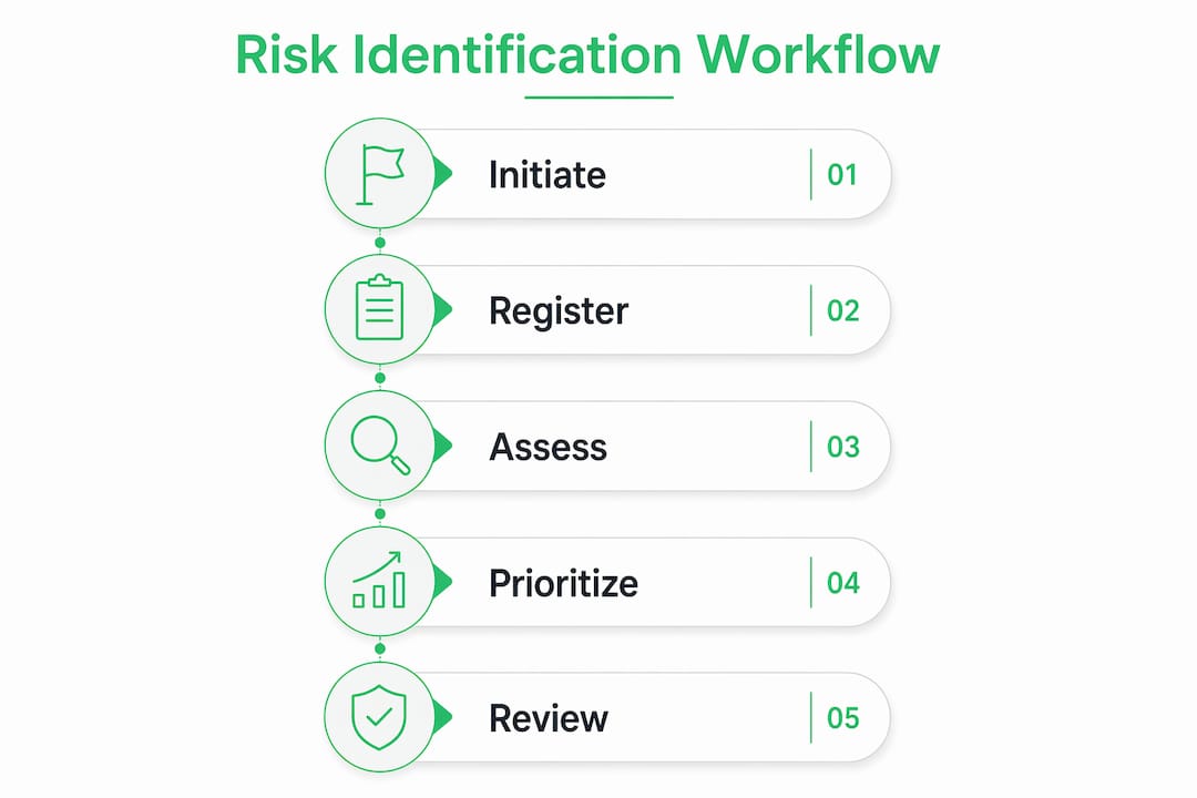 Infographic showing pre-design risk workflow steps
