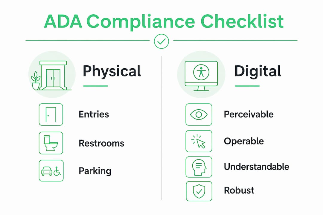 Infographic comparing physical and digital ADA compliance requirements