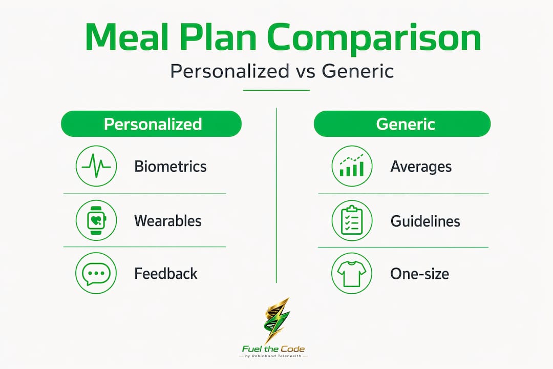 Infographic comparing personalized and generic meal plans