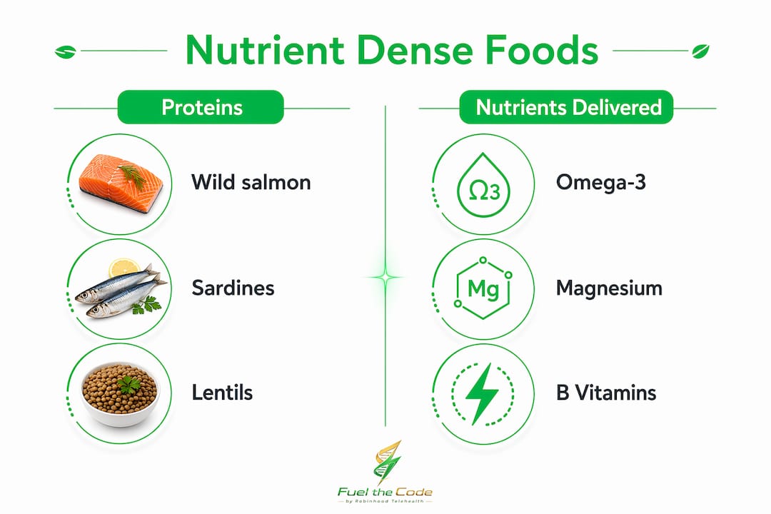 Infographic comparing proteins and key nutrients