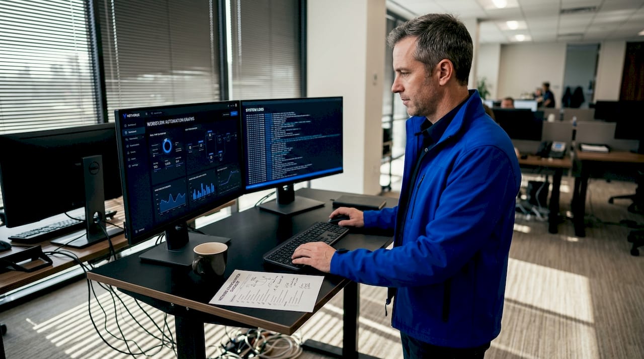 Engineer managing closed-loop automation workflow
