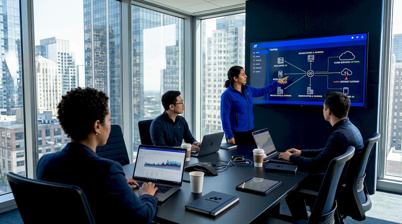 IT team working on network diagnostics