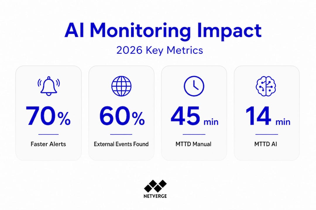 Infographic showing AI network monitoring statistics