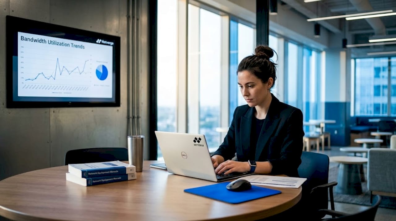 Analyst reviewing network utilization trends