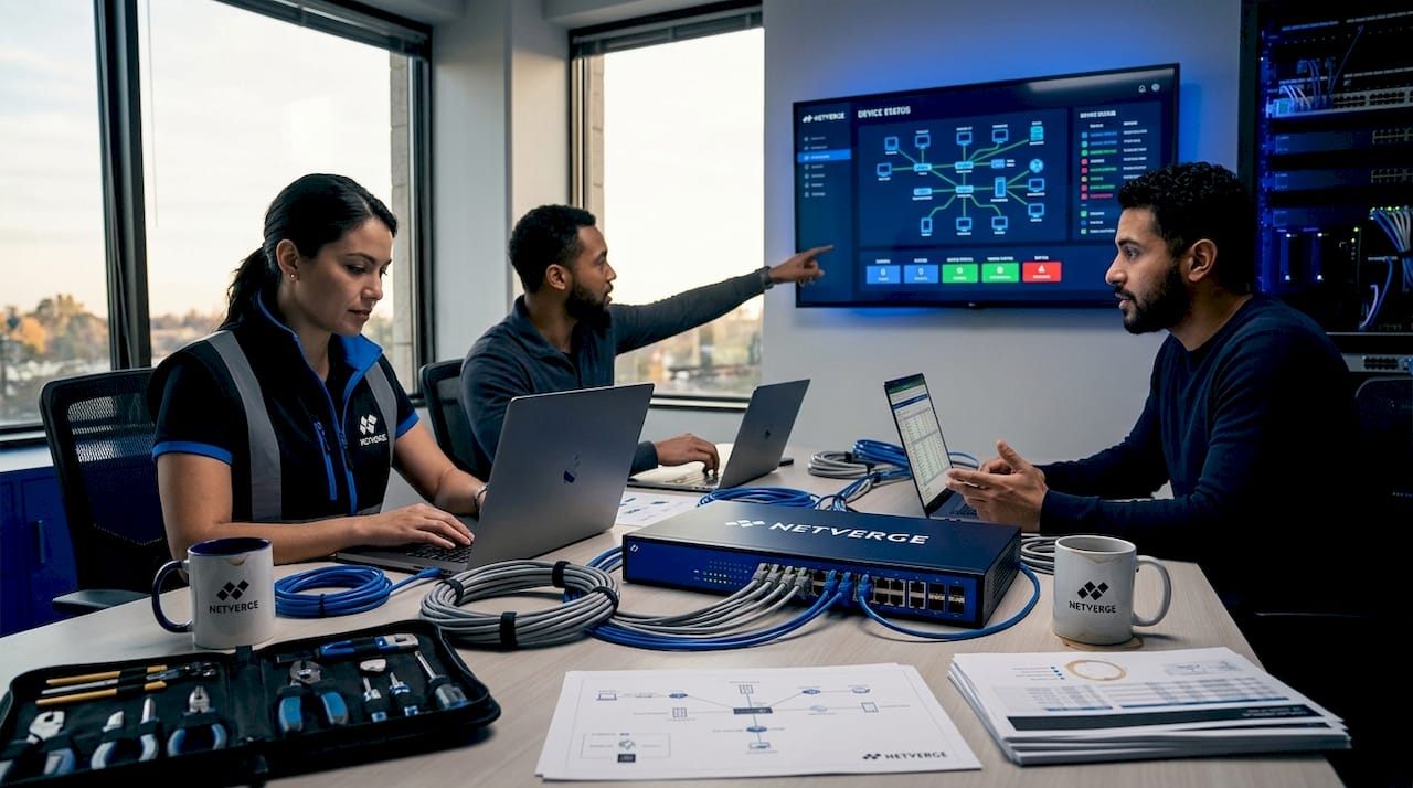 IT team checking network visibility workspace