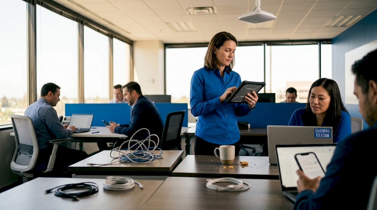 Administrator monitors crowded office WiFi devices