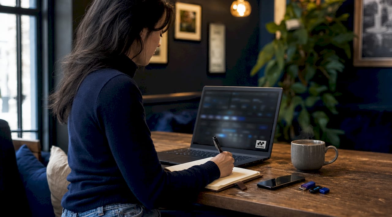 IT specialist analyzing network monitoring data