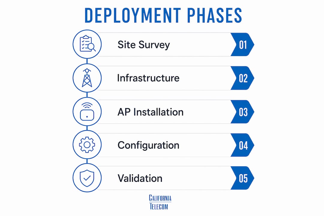 Infographic illustrating hotel WiFi deployment phases