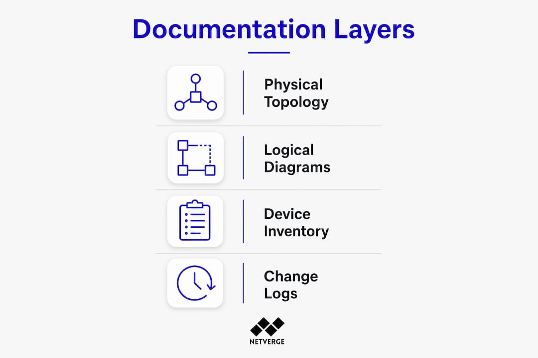 Infographic showing smart network documentation layers