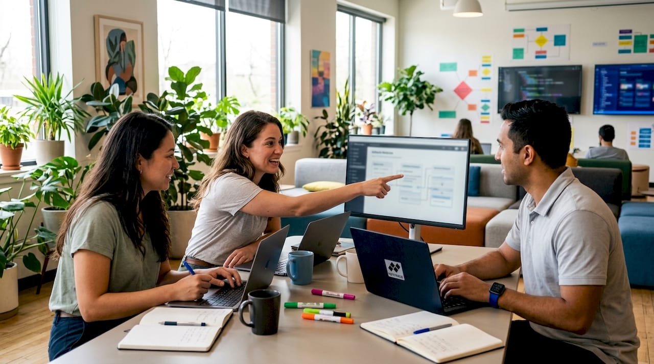 Team collaborating on modular software design