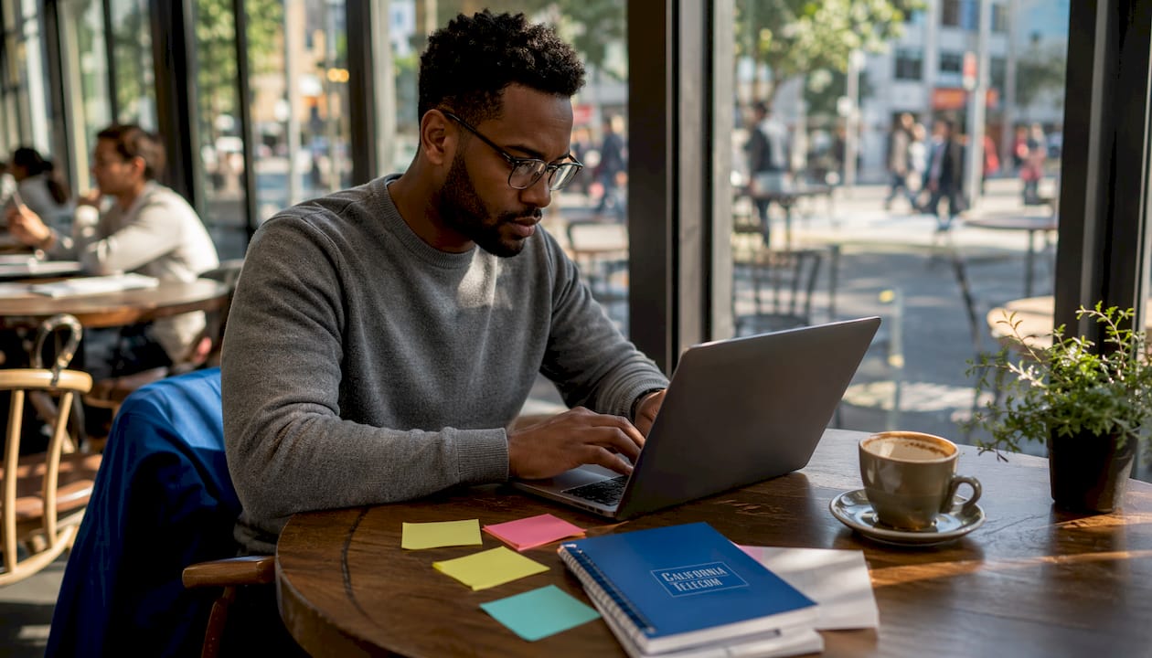 IT manager analyzing financial data at desk