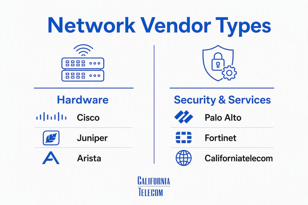 Infographic comparing network hardware and service vendors