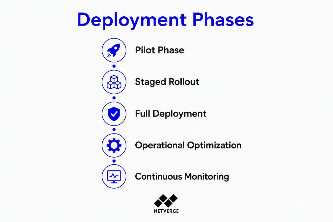 Infographic showing deployment phases for exchange management