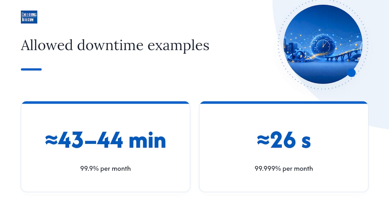 Chart comparing allowed downtime at different uptime percentages