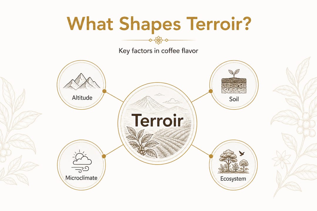 Hierarchy infographic of coffee terroir factors