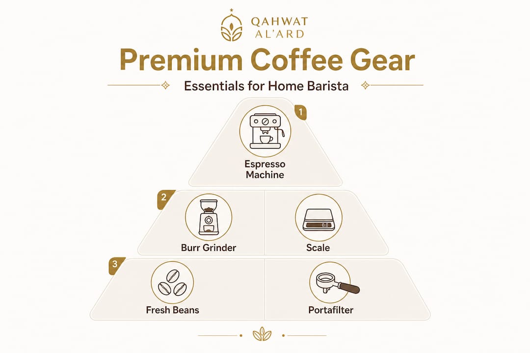 Hierarchy infographic of premium home coffee gear