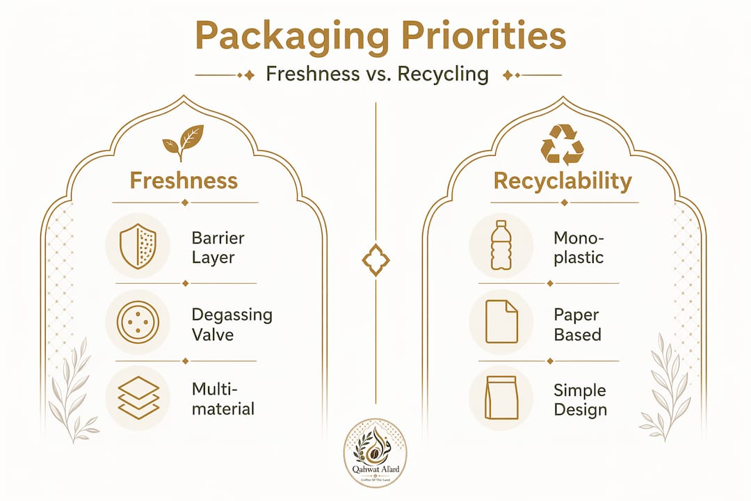 Infographic comparing coffee packaging priorities