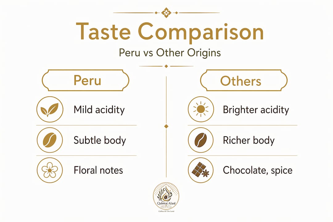 Infographic showing Peru coffee vs other Latin American origins