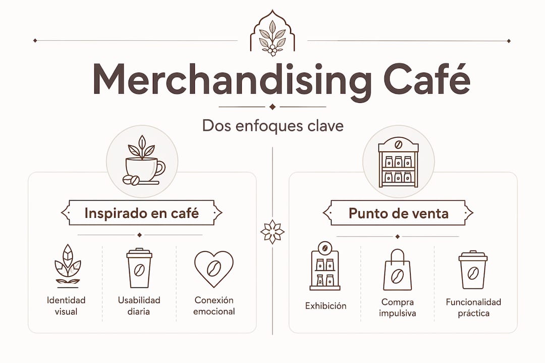 Infografía sobre los principales tipos de merchandising en cafeterías