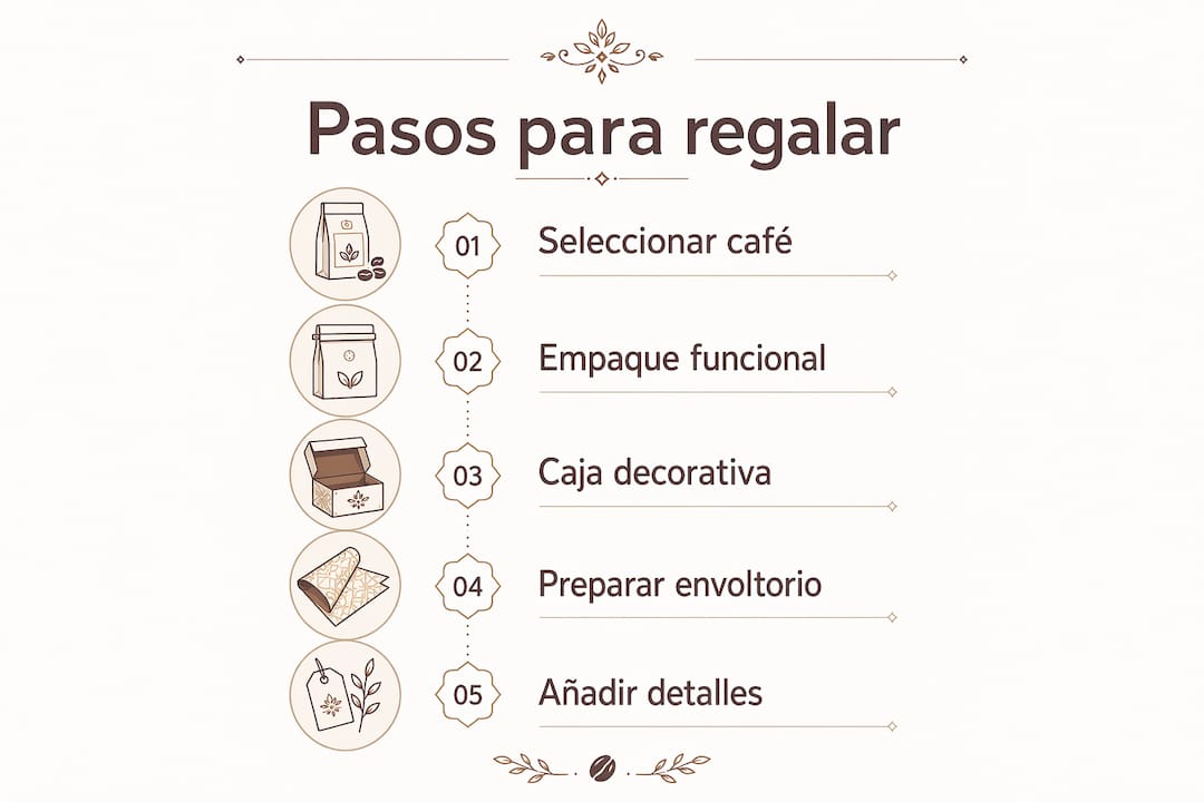 Guía visual para preparar un regalo gourmet de café paso a paso