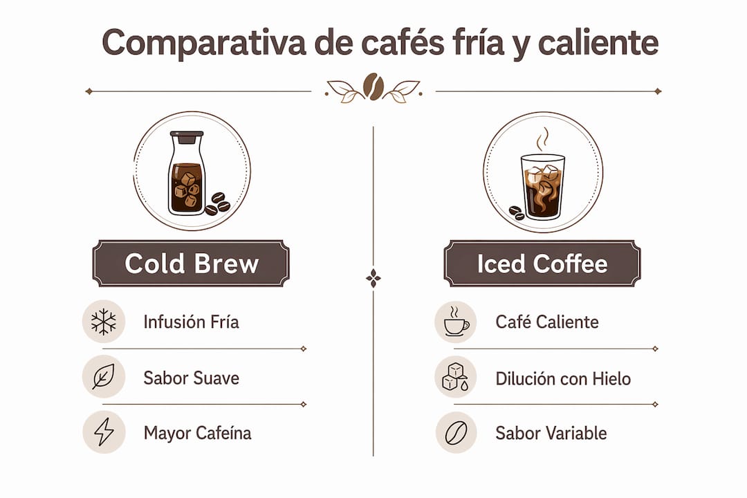 Infografía: diferencias entre cold brew y café con hielo