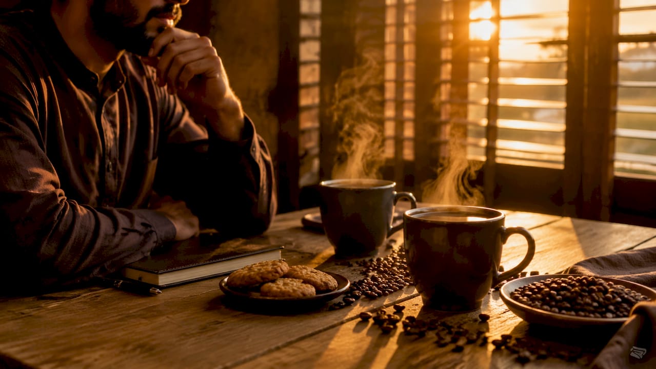 Disfruta de una selección de tazas de café colombiano y brasileño, con aromas y sabores únicos descritos en sus notas de cata.