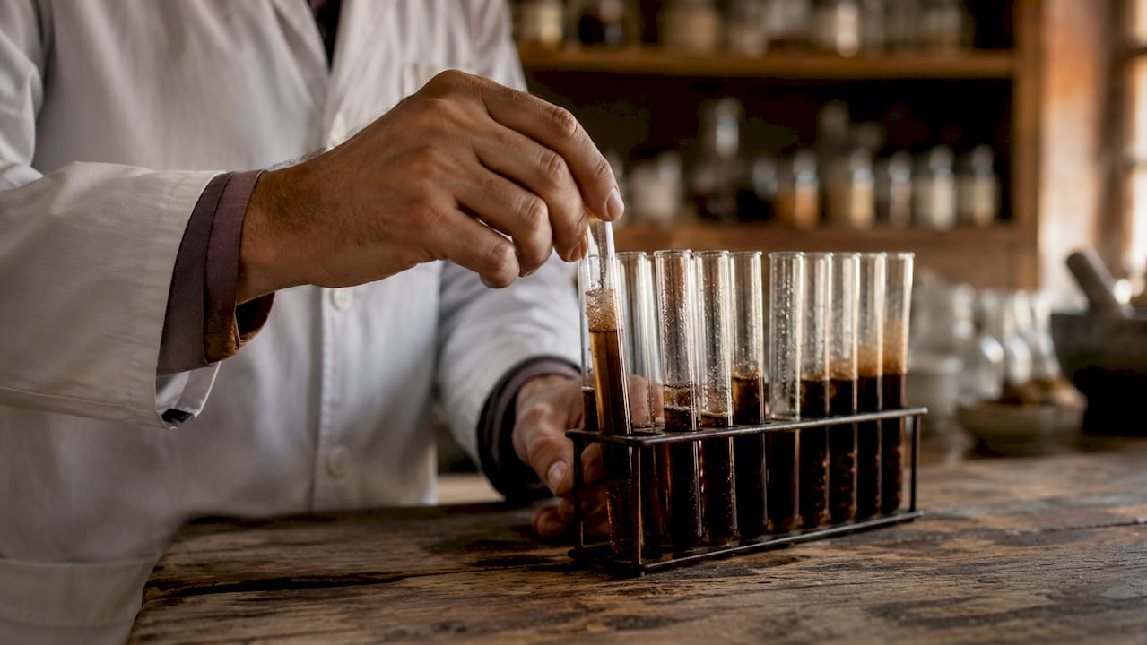 Expertos analizan muestras de café arábica en un laboratorio