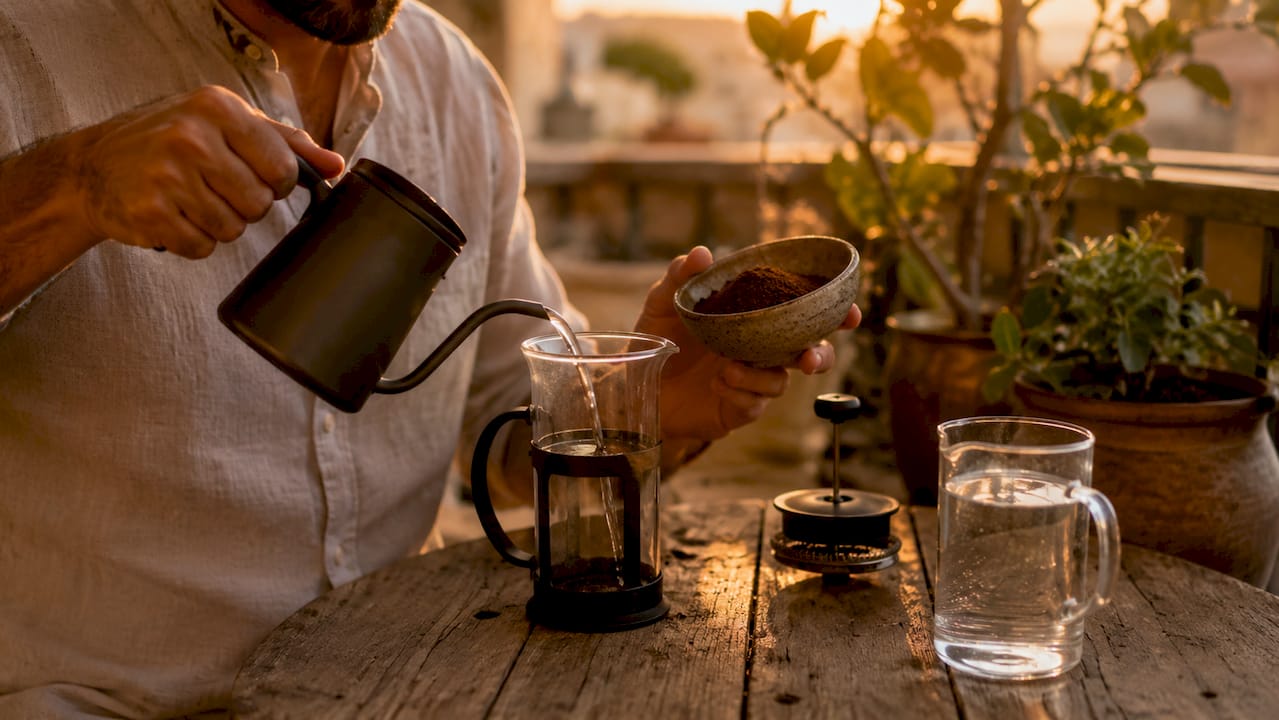 Cómo medir correctamente el café y el agua para preparar una prensa francesa