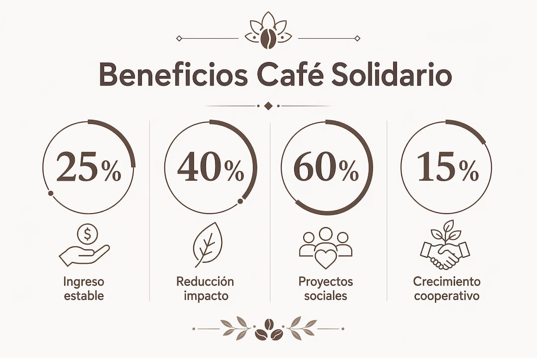 Descubre en esta infografía los principales beneficios de apoyar el café solidario.