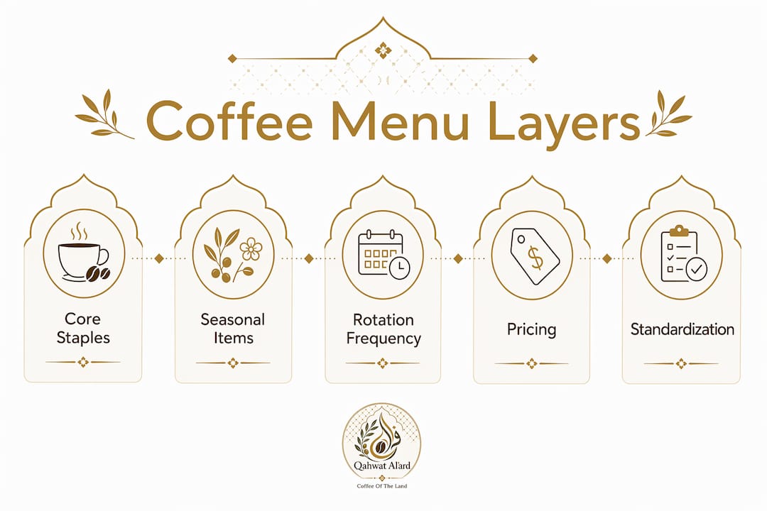 Infographic showing hierarchy of coffee menu elements