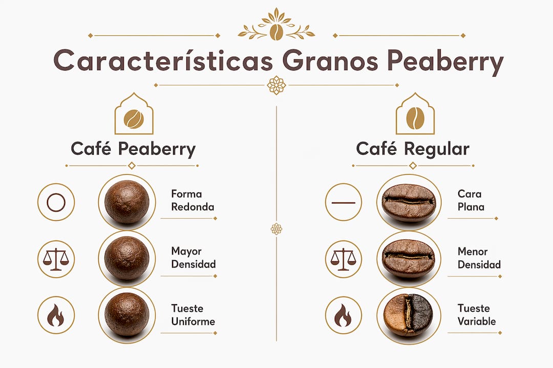 Infografía: diferencias clave entre el café peaberry y el café tradicional