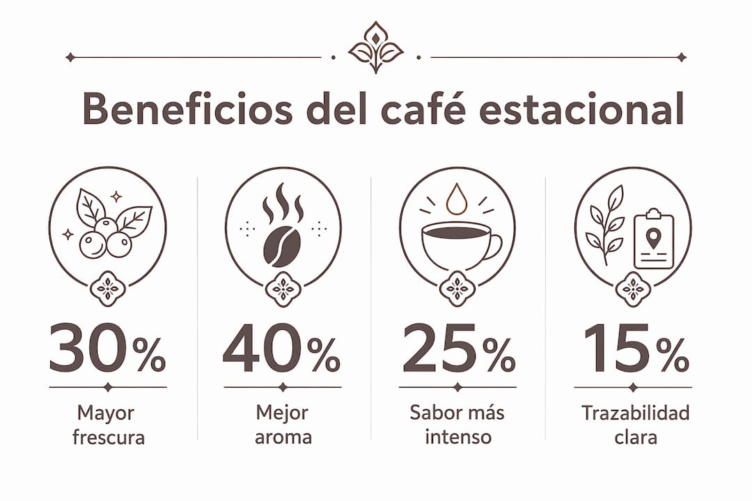 Descubre en esta infografía todas las ventajas de disfrutar café fresco de temporada.