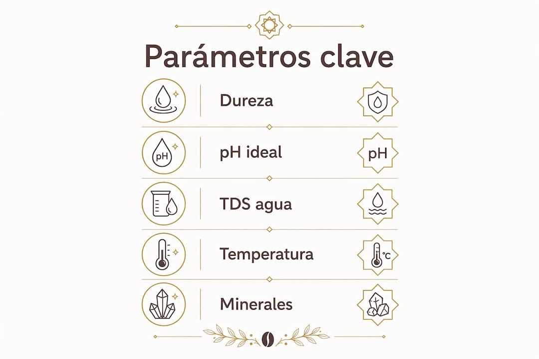 Infografía con las recomendaciones clave sobre las proporciones ideales de agua y café