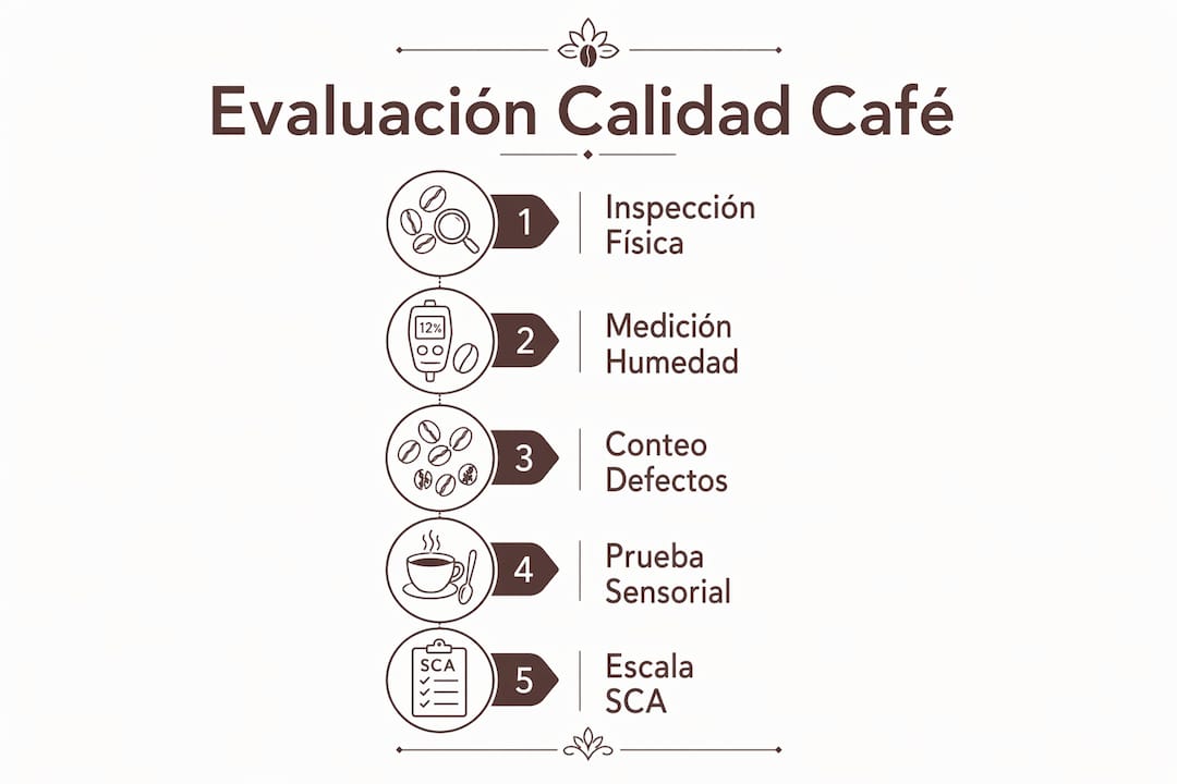Infografía sobre cómo se lleva a cabo la evaluación de la calidad del café