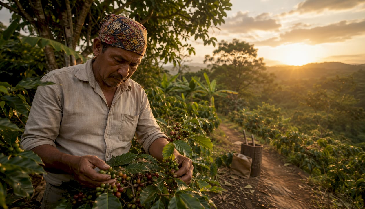 Nicaraguan coffee farm with shade trees